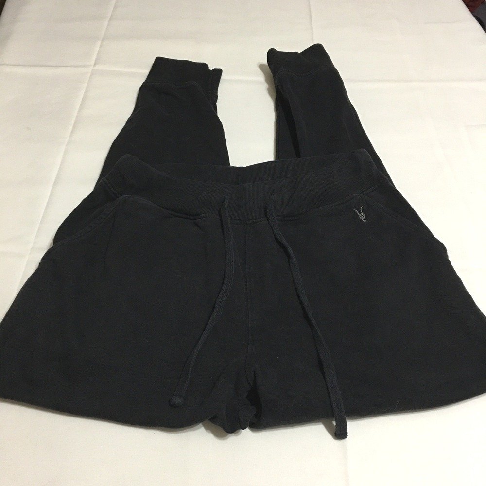 AllSaints Joggers Medium Black Drawstring Embroidered Logo Sweatpants